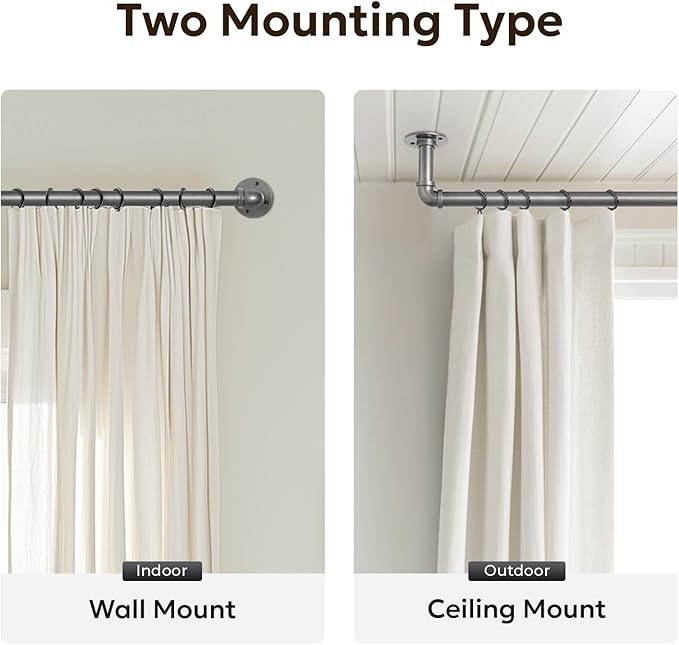 Zeerobee Curtain Rods for Windows 144 to 168, 1 Inch Industrial Wrap Around - Image 5