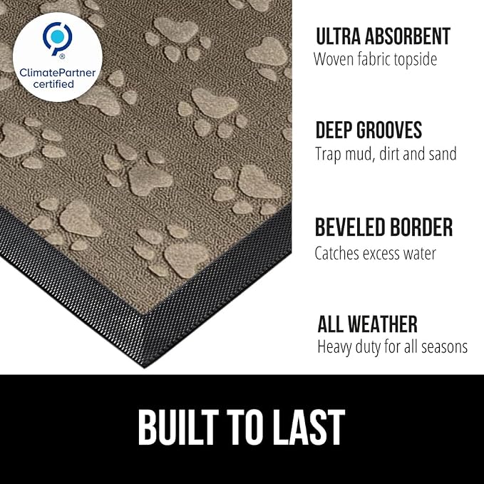 GORILLA GRIP 100% Waterproof All-Season WeatherMAX Doormat 35x23, US Designed - Image 2