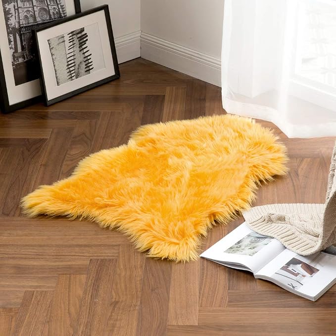 MIULEE Luxury Super Soft Fluffy Area Rug Faux Fur Sheepskin Rug Decorative - Image 5