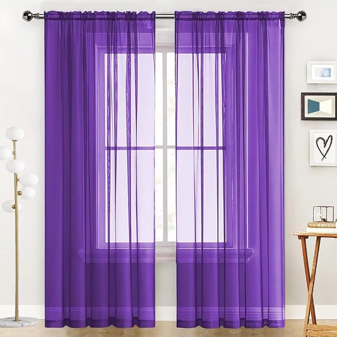 SpaceDresser Sheer Voile Window Treatment Rod Pocket Curtain Panels by SpaceDresser