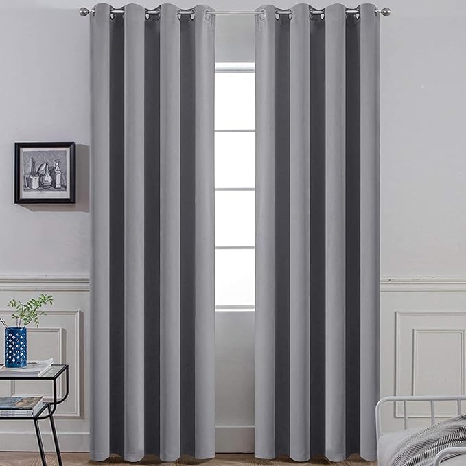 Yakamok Room Darkening Gray Blackout Curtains 84 Inch Long Light Blocking by Yakamok