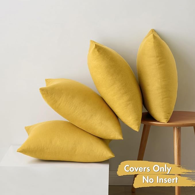 MIULEE Pack of 4 Decorative Outdoor Throw Pillow Covers Linen Waterproof Pillow - Image 6