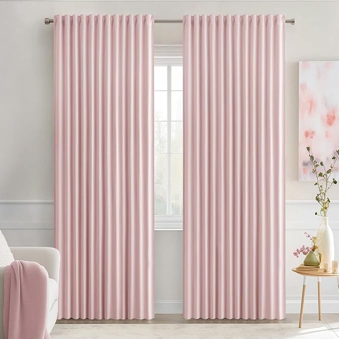 MIULEE Baby Pink Back Tab Blackout Curtains 84 Inch Length 2 Panels Set by MIULEE