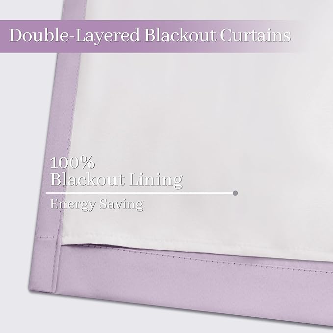 Yakamok Lilac 100% Blackout Curtains 84 Inches Long - Image 4