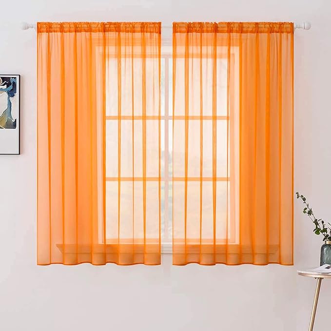 MIULEE 2 Panels Solid Color Sheer Window Curtains Elegant Window Voile by MIULEE