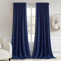 MIULEE Navy Blue Back Tab Blackout Curtain 96 Inch Long 2 Panels Set by MIULEE