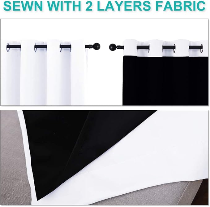 NICETOWN White Blackout Curtains 80 inches Long, 2 Pieces, Full Light Blocking - Image 5