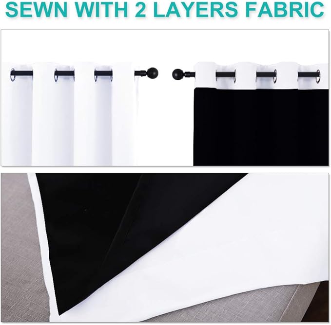 NICETOWN White Blackout Curtains 72 inches Long, Full Light Blocking Drapes - Image 5