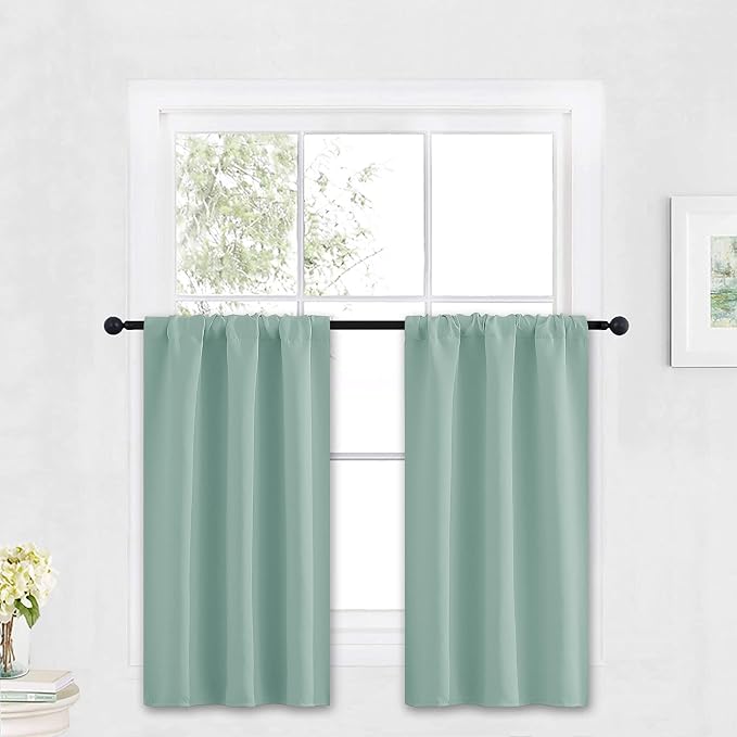 RYB HOME Blackout Cafe Curtains 30 inch Length, Short Light UV Heat Blocking by RYBHOME
