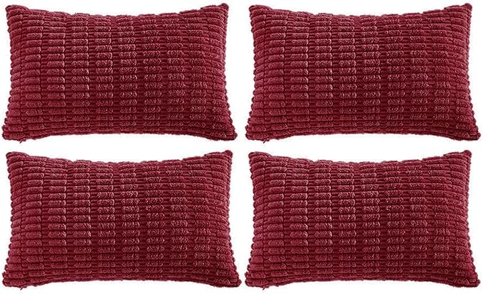 Fancy Homi 4 Packs Burgundy Decorative Throw Pillow Covers 12x20 Inch by Fancy+Homi