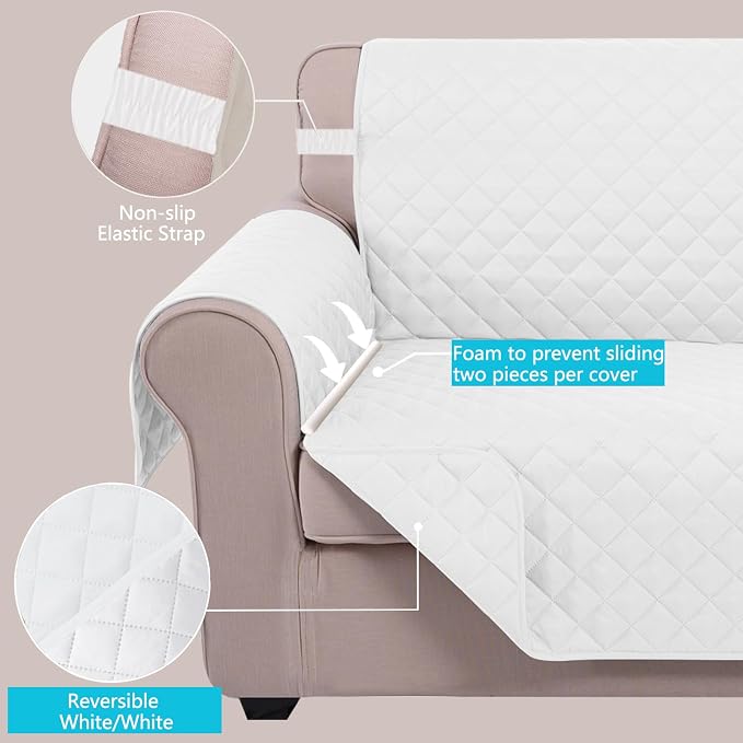 U-NICE HOME Reversible Oversized Chair Covers Quilted Water Repellent Pet - Image 3