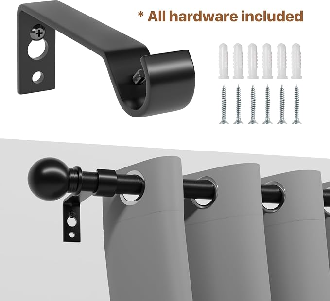 Black Curtain Rods for Windows 30 to 62 inch, Splicing Adjustable 5/8 Diameter - Image 4