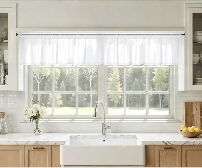 MIULEE White Valance for Windows, 4 Panels Set, Light Filtering Small Short - Image 4