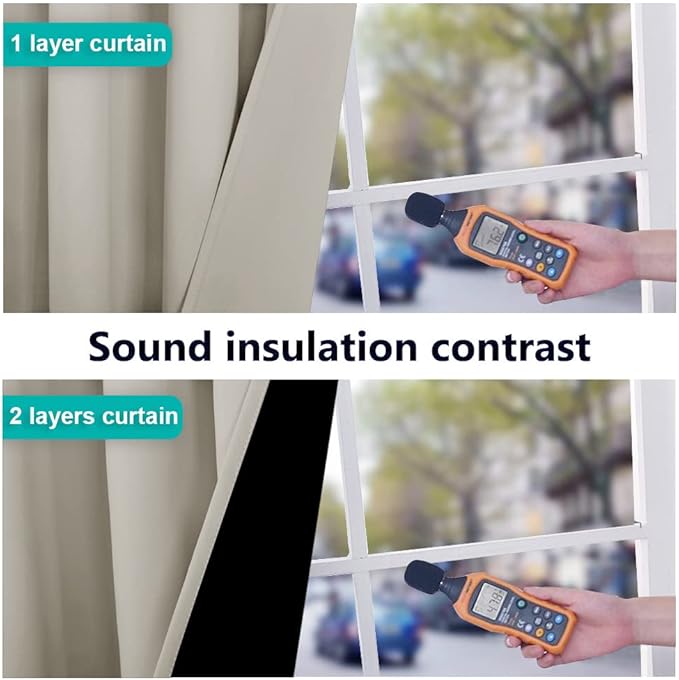 NICETOWN Natural 100% Blackout Lined Curtains, 2 Thick Layers Completely - Image 4