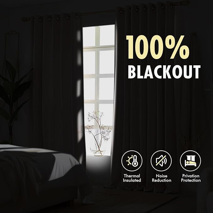 MIULEE Navy Blue Pinch Pleated 100% Blackout Linen Curtains 40x90 Inches | Room - Image 4