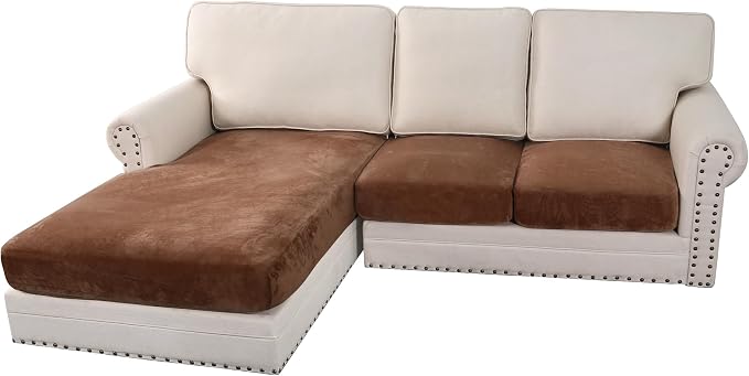 H.VERSAILTEX Velvet Stretch Sectional Couch Covers 3 Pieces Sofa Seat Cushion by HVERSAILTEX