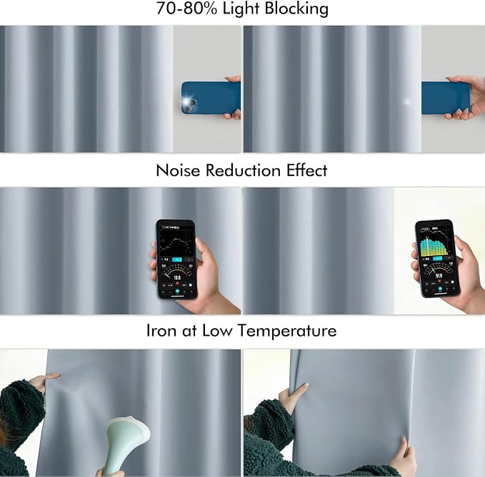 MIULEE Light Blue Back Tab Blackout Curtain 96 Inch Long 2 Panels Set - Image 5