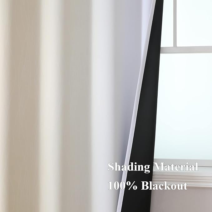 Estelar Textiler Beige and Greyish White Ombre Blackout Curtains 63 Inches - Image 5