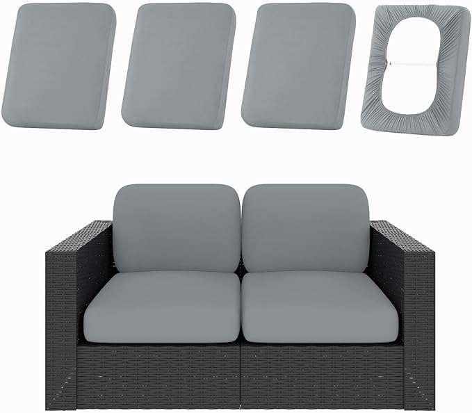hyha 4Pcs Patio Cushion Covers, Stretch Outdoor Couch Cushion Covers Replacement by hyha