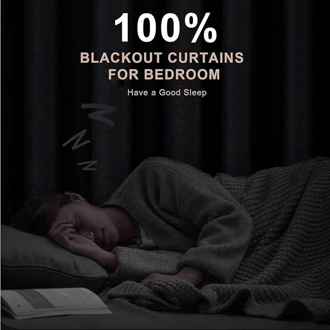 INOVADAY Extra Wide 100% Blackout Linen Curtains - Image 2
