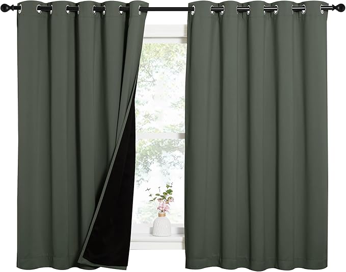 NICETOWN Dark Mallard 100% Blackout Lined Curtains, 2 Thick Layers Completely by NICETOWN