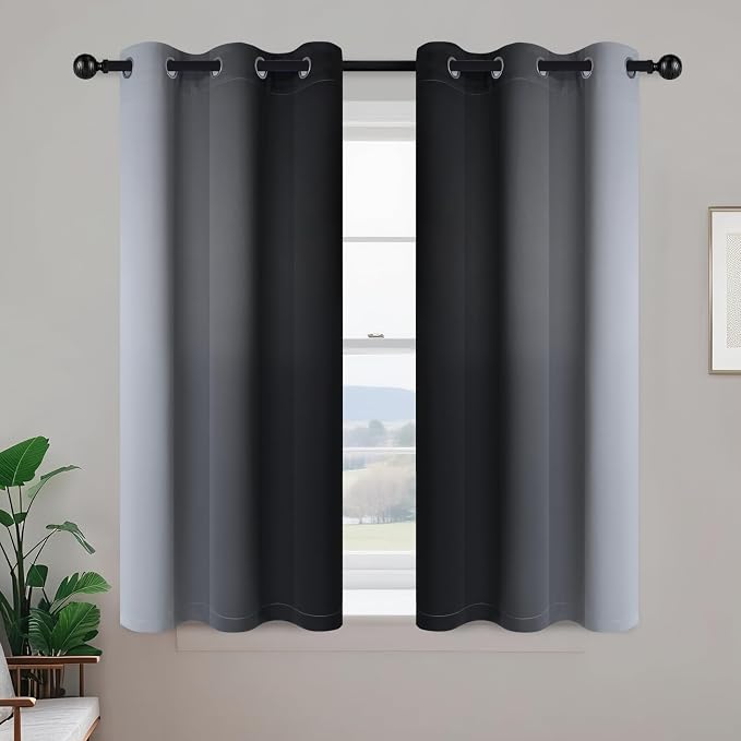 Yakamok Room Darkening Ombre Curtains 45 Inch Length, Light Blocking Grommet - Image 2