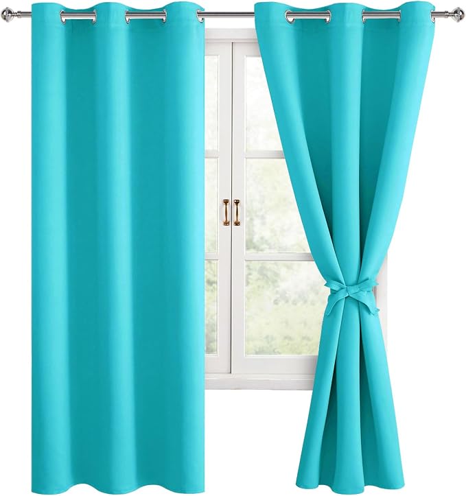 Blackout Curtains for Bedroom and Living Room, W42 x L72 | Thermal Insulated by Hiasan