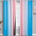 Pink and Blue Blackout Curtains 84 Inches Long, Ombre and Wave Line Pattern by ESTELARTEXTILER