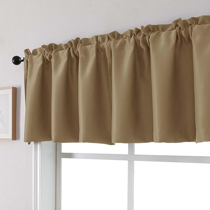 Chyhomenyc Taupe Valances for Window, Room Darkening Short Curtains for Kitchen - Image 8