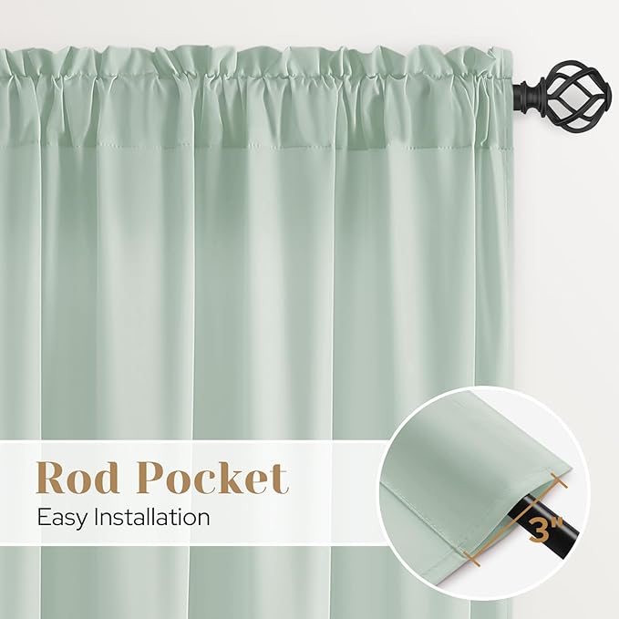 HOMEIDEAS Non-See-Through Sage Green Privacy Sheer Curtains, 52 X 54 Inches - Image 5