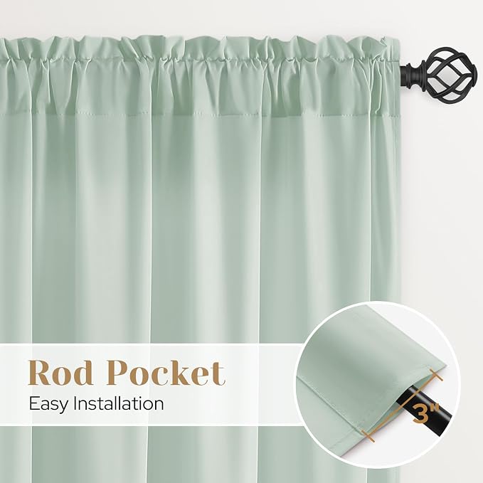 HOMEIDEAS Non-See-Through Sage Green Privacy Sheer Curtains, 52 X 63 Inches - Image 5