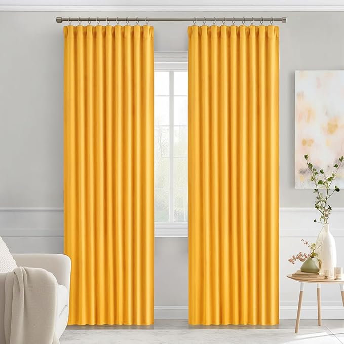 MIULEE Yellow Back Tab Blackout Curtains 72 Inches Long 2 Panels Set - Image 9