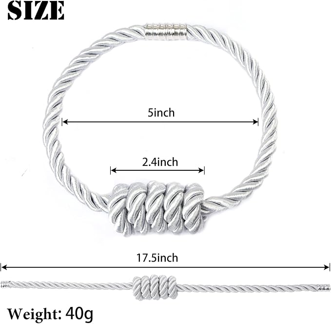 BEL AVENIR Magnetic Curtain Tiebacks, Decorative Drapery Holdbacks Modern Woven - Image 2