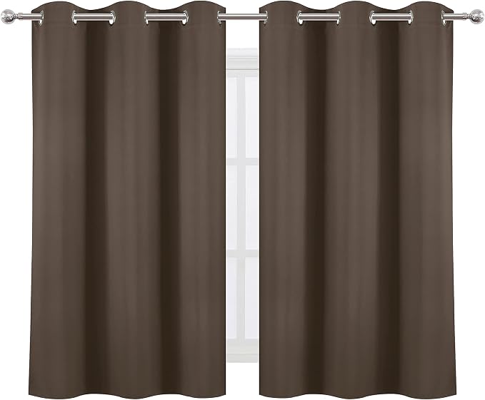 LEMOMO Chocolate Brown Blackout Curtains 38 x 54 Inch Length/Set of 2 Curtain - Image 2