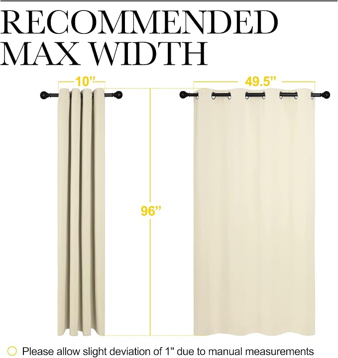 NICETOWN Beige Room Darkening Curtains 96" Long - Image 7