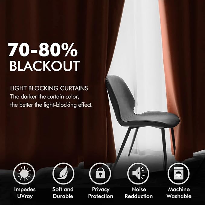 MIULEE Velvet Curtains for Fall Elegant Grommet Burnt Orange Curtains Thermal - Image 4