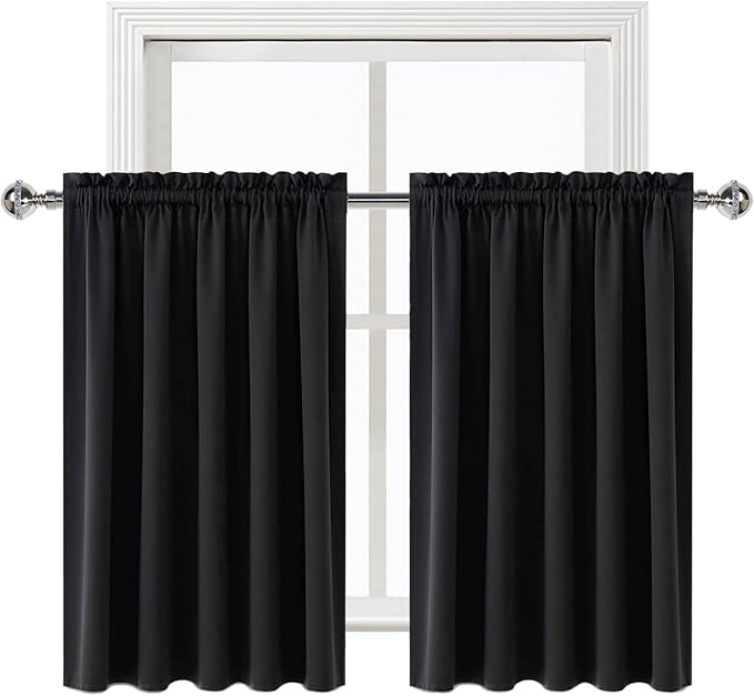 DWCN Short Black Blackout Curtains - Image 8
