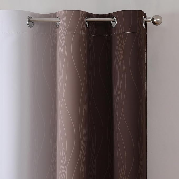 Estelar Textiler Brown and Greyish White Blackout Curtains - Image 4