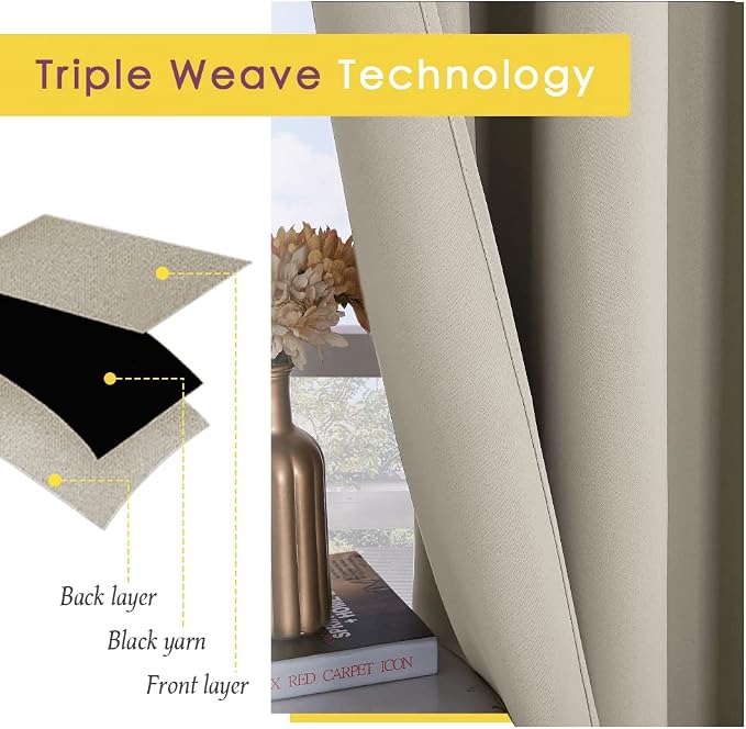 NICETOWN Natural Blackout Draperies Curtains - Image 4