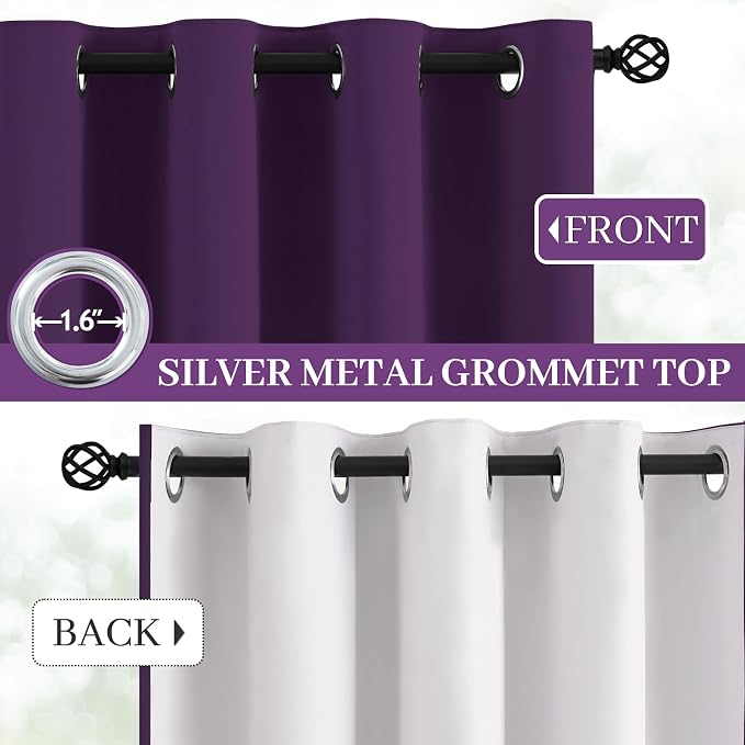 Yakamok Room Darkening 100% Blackout Curtains Grommet Window Treatments - Image 3