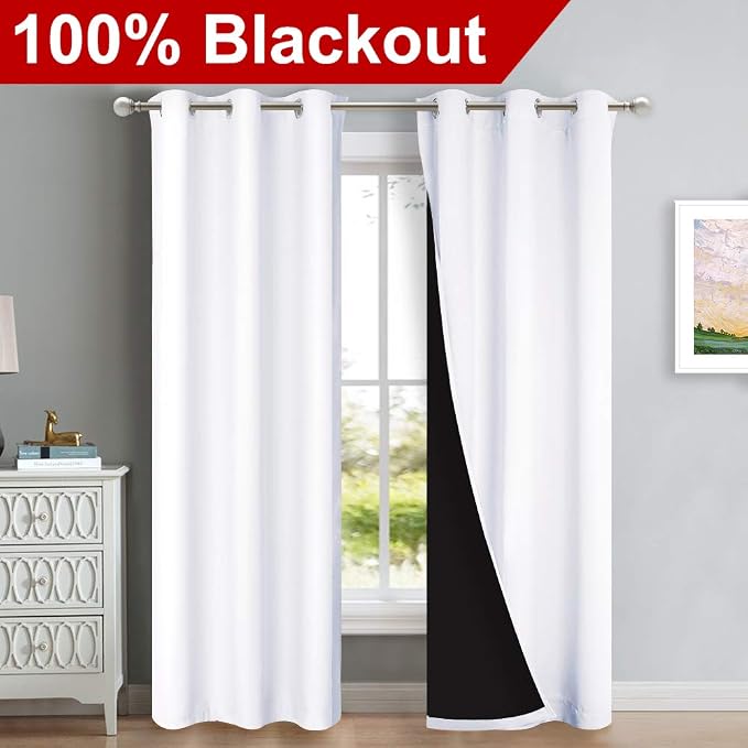 NICETOWN White Blackout Curtains 84 inches Long, Full Light Blocking Drapes - Image 2