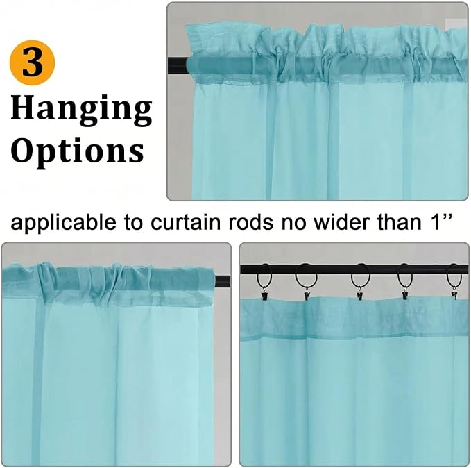 Gwine Short Kitchen Sheer Curtains 24 Inch Length - Image 2