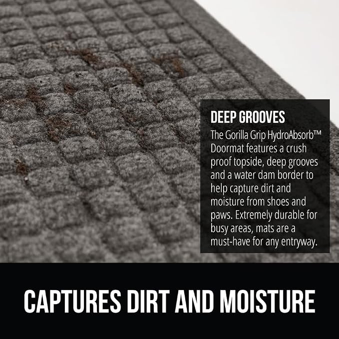 GORILLA GRIP® Ultra Absorbent Front Door Mat Outside Entrance 47x35, Traps Dirt - Image 4
