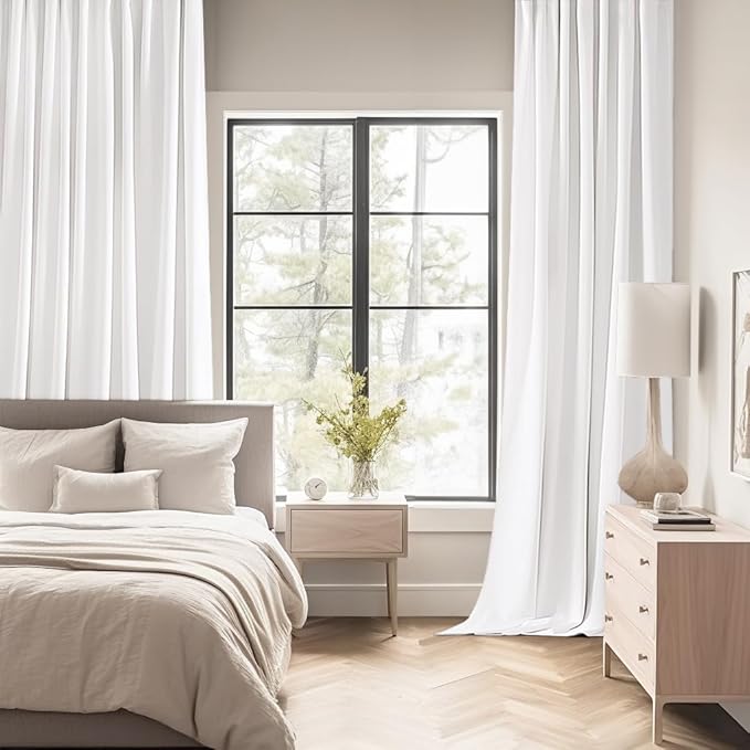 MIULEE Pure White Back Tab Blackout Curtains 102 Inch Long 2 Panels Set - Image 2