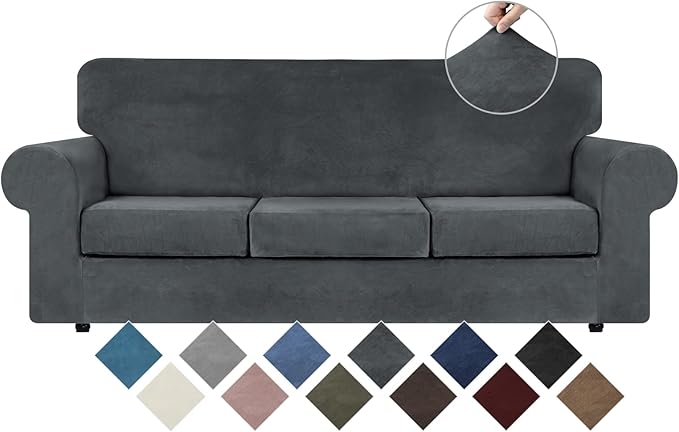 WEERRW 4 Pieces Velvet High Stretch Couch Covers by WEERRW
