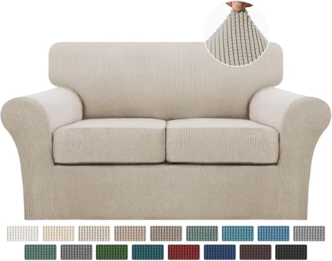Turquoize 3 Piece Sofa Covers for 2 Cushion Couch Sofa Slipcover Soft Couch by Turquoize