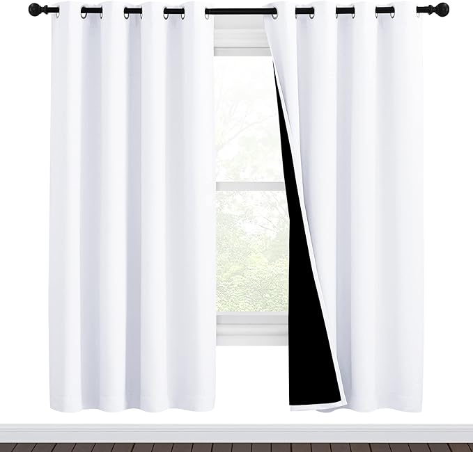 NICETOWN White Blackout Curtains 72 inches Long, Full Light Blocking Drapes by NICETOWN