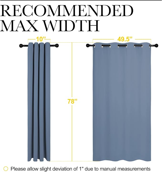 NICETOWN Stone Blue Room Darkening Curtain Panels 78" Length - Image 7