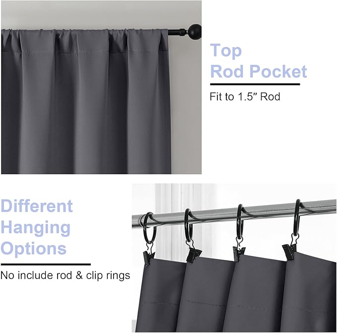 Simplebrand Ava Grey Blackout Extra Long 10ft Curtains - Image 4