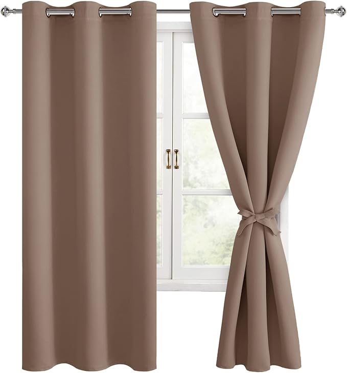 Blackout Curtains for Bedroom, 42 x 63 Inches Length, Cappuccino | Thermal by Hiasan